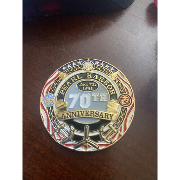 Pearl Harbor 70th Anniversary Challenge Coin 2011 USN USMC Hawaii Navy Base - Picture 1 of 2